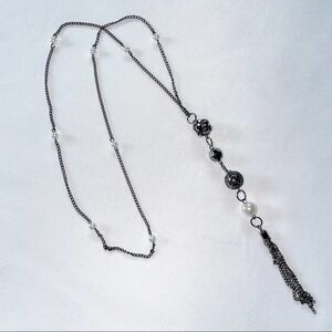Long Tassel Bead Chain Fringe Necklace